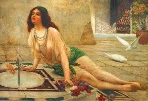 British Harem girl at a fountain